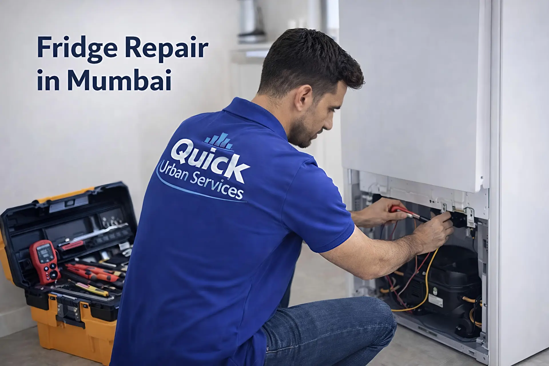Fridge repair service in Mumbai technician repairing refrigerator