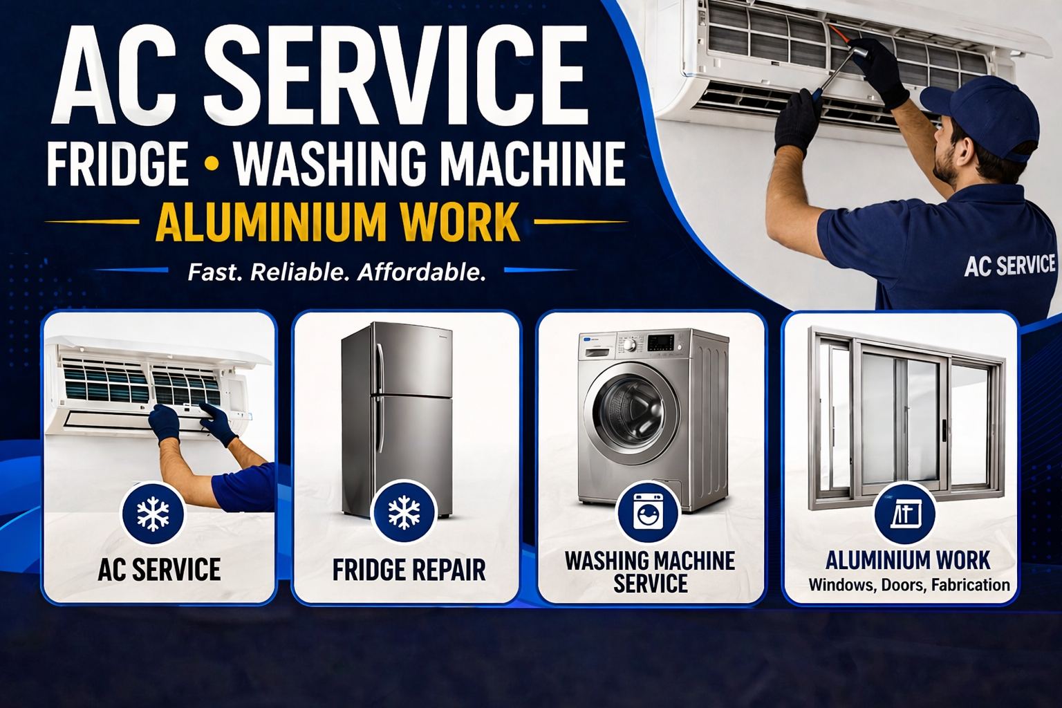 AC Fridge Washing Machine Repair and Aluminium Work Service in Noida Call 6307834074